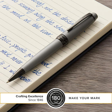 CROSS Bailey Matte Grey Lacquer Ballpoint Pen with polished black PVD appointments