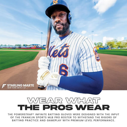 Franklin Sports MLB Batting Gloves - Infinite Powerstrap Baseball + Softball Batting Gloves - Heavy Duty Full Wrap Cage Practice Glove - Reinforced Wrist + Durable Leather