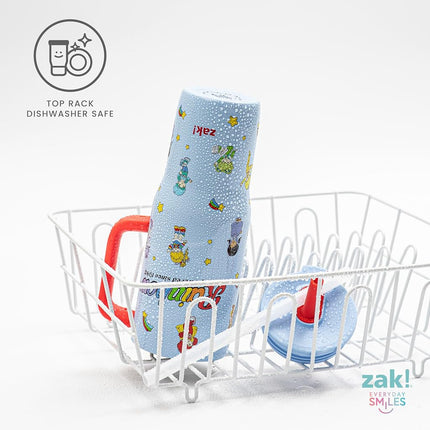 Zak Designs Rainbow Brite Sutton Travel Tumbler for On The Go, 30oz Stainless Steel with Vacuum Insulation, Silicone Straw, and Carry Handle for Cold Drinks (Rainbow Brite, Color Kids)