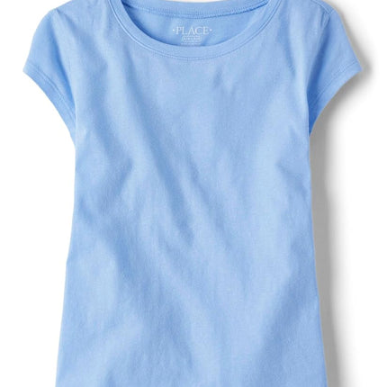 The Children's Place Girls' Everday Short Sleeve Layering T-Shirts, Daybreak/Ruby 2-Pack, Large