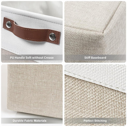 Bagnizer Storage Bins Large Fabric Storage Baskets for Shelves 3 Pack, Decorative Linen Closet Baskets with Handles for Organizing, Shelf, Clothes, Home, Office, 15x11x9.5Inches (Beige&White)