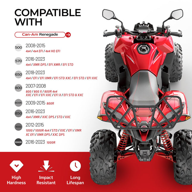 Porte-bagages arrière ALMULOO pour VTT compatible avec Can-Am Renegade 2007-2023 Tous modèles Acier Noir Électrophorèse