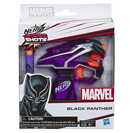 Nerf Black Panther Microshots Pistolet Jouet Marvel – Inclut 2 fléchettes Elite officielles – Pour enfants, adolescents, adultes