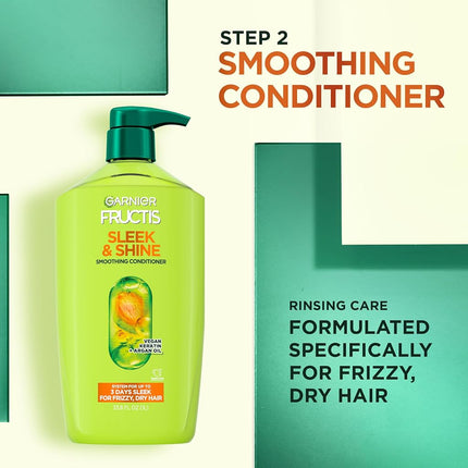 Garnier Fructis Sleek & Shine Conditioner for Frizzy Hair, 33.8 Ounce Bottle