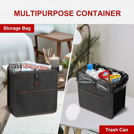 Bote de basura Simple Deluxe para automóvil con bolsillos de almacenamiento, bote de basura a prueba de fugas con correas ajustables, plegable, portátil e impermeable, 3 galones, negro