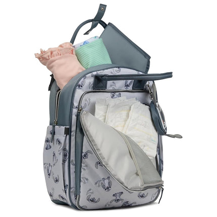 Disney Diaper Bag Backpack with Changing Pad - 16 Inch Nylon Baby Bag for Parents, Insulated Bottle Holders, Multiple Storage Compartments