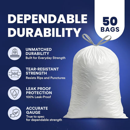 Plasticplace 12-16 Gallon X-Tall Drawstring bags, 50 bags