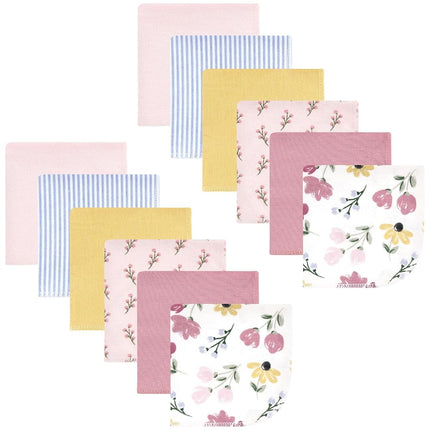 Hudson Baby Paños de Algodón de Franela Unisex para Bebés, Paquete de 12 Unidades con Diseño Floral Pintado Suave, Talla Única
