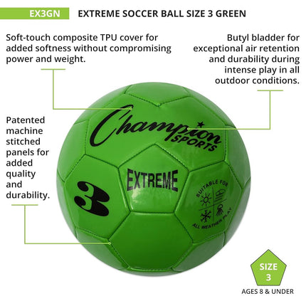 Champion Sports Extreme Series Size 3 Composite Soccer Ball (Green)