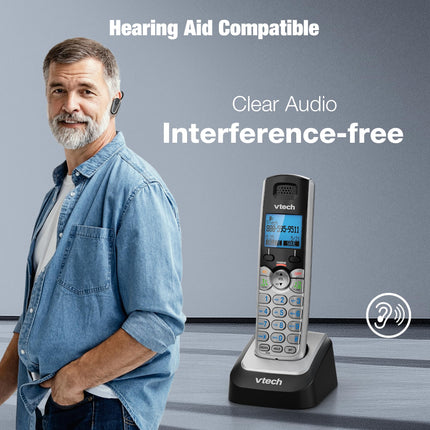 Vtech DS6101 Auricular inalámbrico accesorio VTech, plateado/negro | Requiere un sistema telefónico de la serie DS6151 para funcionar