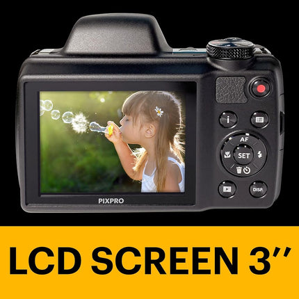 KODAK Pixpro AZ528 - 16 MP Digital Bridge Camera, 52X Optical Zoom, Optical Stabilizer, 3-inch LCD Screen, Full HD 1080p Video, Li-ion Battery - Black