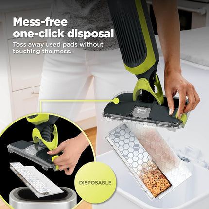 Shark VACMOP Cordless Hard Floor Vacuum Mop Includes 2 Disposable VACMOP Pads and a 12oz VACMOP Solution, Charcoal Gray, VM180