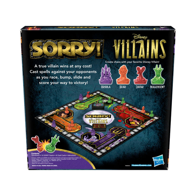 Sorry! Juego de mesa: Edición de Villanos Disney, juego infantil, juegos familiares para mayores de 6 años (exclusiva de Amazon)