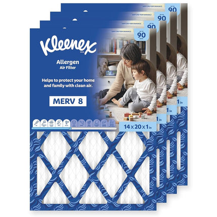 Kleenex Allergen Air Filter 14x20x1 Inches - 8 MERV RATING (4-Pack)