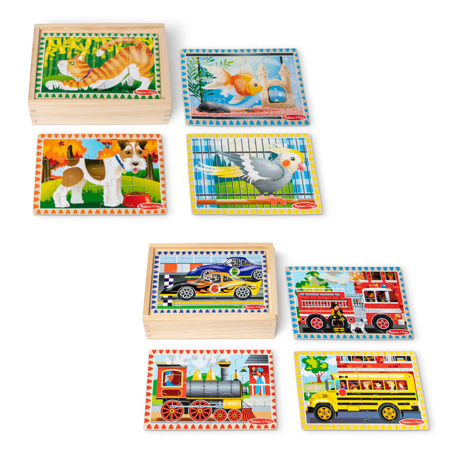 Melissa & Doug Wooden Jigsaw Puzzles in a Box 2-Pa