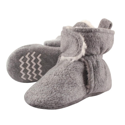 Hudson Baby Baby Cozy Sherpa Booties with Non Skid Bottom, Heather Gray, 2T