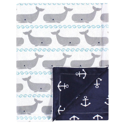 Couverture réversible en vison moelleux Hudson Baby unisexe pour bébé, Baleine, 76x102 cm