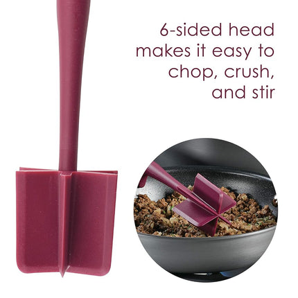 Rachael Ray Outils et ustensiles Lazy Crush & Chop, spatule flexible et cuillère racloir/ustensiles de cuisine – Lot de 3 pièces, Rouge bordeaux