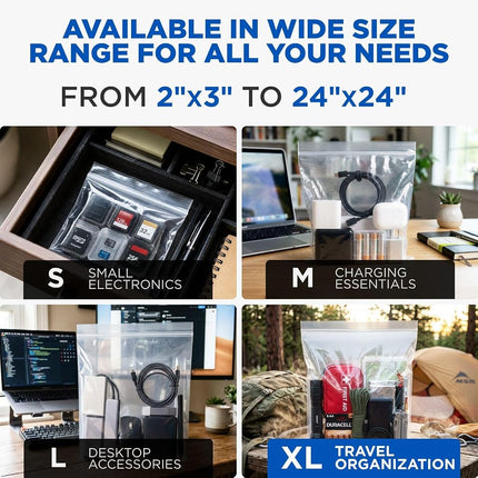 Paclord Extra Large 24" x 24" Gallon Reclosable Poly Zip Seal Lock Bag 6 Mil Thickness, 20 Clear Resealable Bags with Extra Durability, Waterproof and Airtight Heavy Duty Bags
