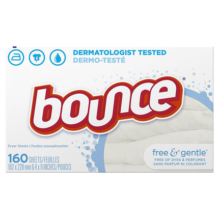 Bounce Fabric Softener Dryer Sheets, Free & Gentle