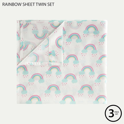 Heritage Kids 3 Piece Sheet Set, Rainbow Print, Twin