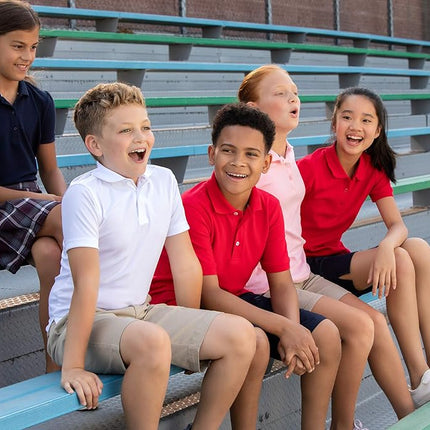 French Toast girlsSA9403Short Sleeve Stretch Pique Polo School Uniform Polo Shirt - Blue -
