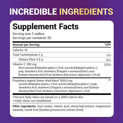 Dr. Berg's Vitamin C Complex Whole Food (60 Chewable) 100% Natural Vitamin C from Just 4 Berries, Non-GMO