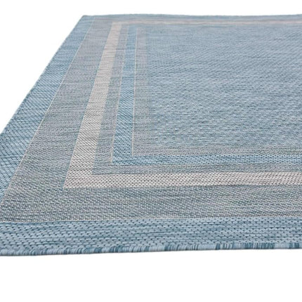 Unique Loom Outdoor Collection Casual Solid Border Indoor and Outdoor Transitional Aquamarine Area Rug (7' x 10')