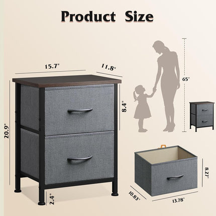 WLIVE 2 Drawer Nightstands Storage Organizer Unit For Bedroom, Nursery, Closet, Entryway