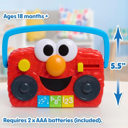 Just Play Sesame Street Elmo Take Along Boombox with Lights and Sounds, Interactive Toy, 14 cm, Learning and Education, Toy for Children from 2 Years