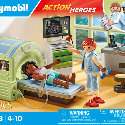 Playmobil 71618 Action Heroes: MRI with patient, realistic examination by the radiologist, made from over 80% recycled and bio-based materials, detailed play sets suitable for children ages 4+