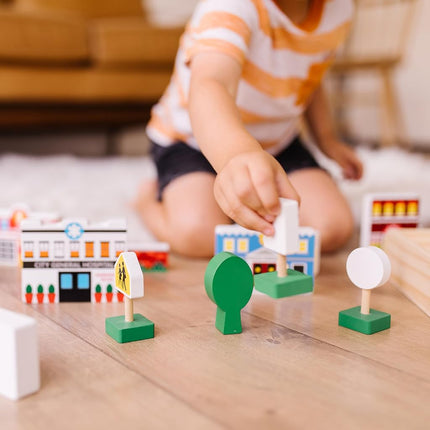 Melissa & Doug Wooden Town Play Set (Frustration-Free Packaging)