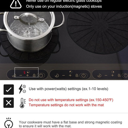 Handy Fox Induction Mat - Silicone Fiberglass Cooktop Scratch Protector - for Induction Stove - Nonslip Pads to Prevent Pots from Sliding During Cooking (9.4×9.4)