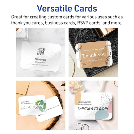 Avery Printable Rectangle Rounded Corner Business Cards, Sure Feed Technology, 2-1/2" x 3-1/2", Glossy White Cardstock, Print-To-The-Edge, Laser/Inkjet Printable, 300 Total