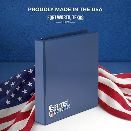 SaSamsill 1.5 Inch 3 Ring Binders, Made in USA, Economy Round Ring, Clear View Cover, 325 Sheet Capacity - for School, Home, Office - Blue, 4 Pack