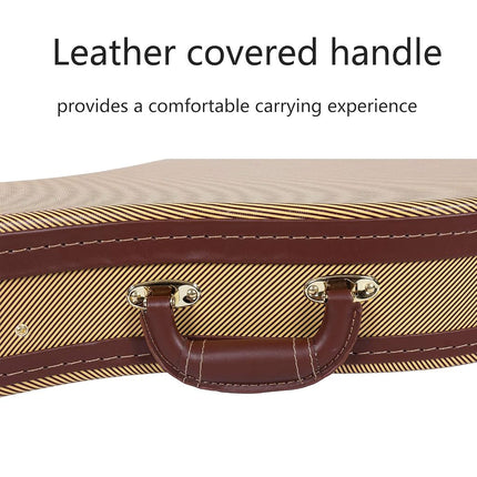 Crossrock Hard-Shell Wood Case for Baritone Ukulele, Sponge Lining, Metal Feet, Storage Space, Vinyl Tweed (CRW620BUTW)