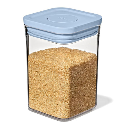 OXO Good Grips 3-Piece POP Container Set with Mini Scoops — Sky Blue, 1.1 Qt/1 L Capacity, Airtight Pop-Up Container with Push-Button Seal, Kitchen Storage Canisters for Cereal and Snacks