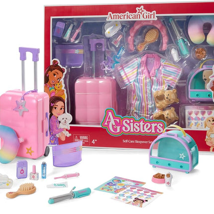American Girl, AG Sisters Self-Care Sleepover Set, Doll Playset, for 14.5-inch Dolls, 22 pcs, for Ages 4+