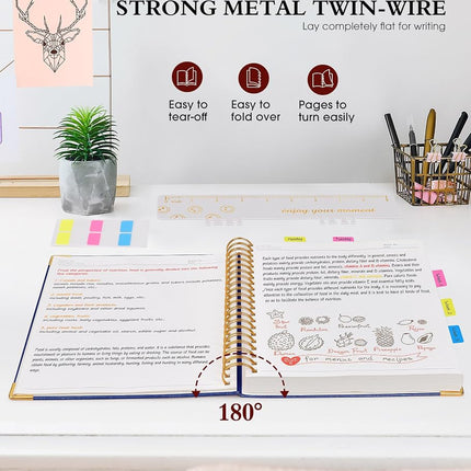 Spiral Notebook Journal 8.5” x 11”, 300 Pages Hardcover Leather Lined Journals for Women Men, A4 Large College Ruled Notebooks with 100 GSM Thick Paper, Spiral Journal for Writing Work School, Navy