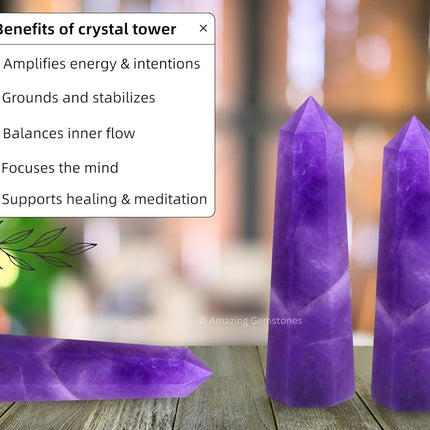 Amazing Gemstone Cobalt Calcite Crystal Towers - Natural Healing Crystal Point Obelisk for Reiki Healing and Crystal Grid (3" to 4" INCH)