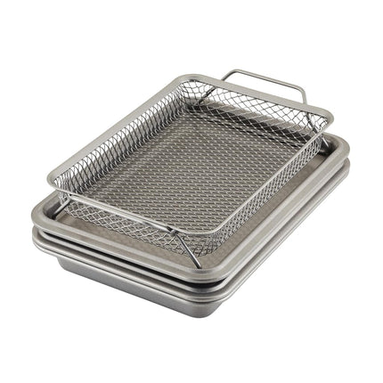 Anolon Advanced Bakeware, juego de 4 piezas de moldes antiadherentes para hornear en horno tostador - Gris