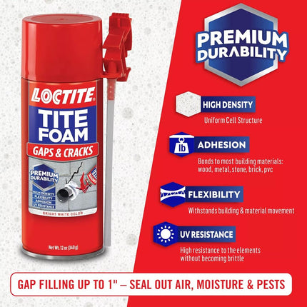 Loctite TITEFOAM Insulating Foam Sealant, Case of Twelve 12 Ounce Cans (1988753-12)