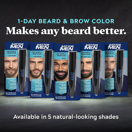 Just For Men 1-Day Beard & Brow Temporary Color, Light Brown up to 30 Uses