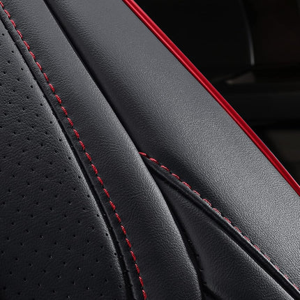 Huidasource Front Seat Covers for Wrangler JK 2007-2017, Waterproof Wrangler Leather Seat Cushion Covers Fit for Jeep Wrangler JK 2-Door/4-Door Rubicon Altitude Willys Big Bear (Front Pair/Black&Red)