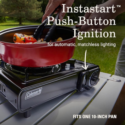 Coleman Classic 1-Burner Butane Stove, Portable Camping Stove with Carry Case and Push-Button Instant Ignition, Includes Precise Temperature Control and Wind Baffle, 7,650 BTUs of Power