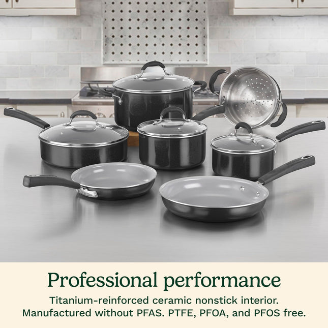 Cuisinart 54C-11BK Advantage Ceramica XT Cookware Set, Medium, Black
