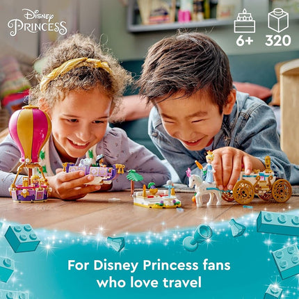 LEGO Disney Princess Enchanted Journey 43216, 3in1 Playset with Cinderella, Jasmine, Rapunzel Mini Dolls with Toy Horse & Carriage, Flying Carpet, Hot Air Balloon, Gift for Girls and Boys Ages 6+