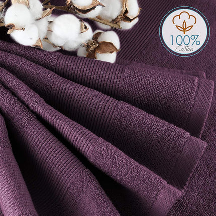 Hearth & Harbor 100% Ring Spun Cotton Bath Towels for bathroom - Luxury Bathroom Towels - Soft & Highly Absorbent Bath Towels Set, 10 Piece Set (2 Bath Towels, 2 Hand Towels, 6 Washcloths) - Purple