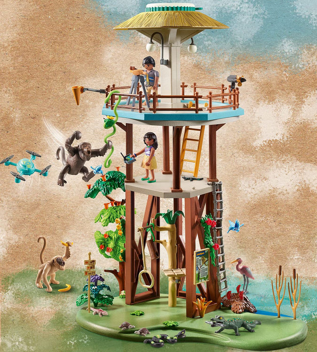 Playmobil Wiltopia 71008 Research Tower with Compass and Toy Animals, Sustainable Toy for Children Ages 4+