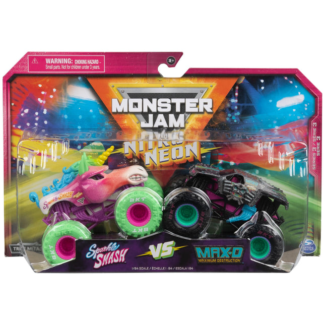 Monster Jam Nitro Neon Sparkle Smash vs Max-D (1:6